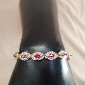 Ross Simons Sterling Silver Gold and Silver Tone Pink Tourmaline Tennis Bracelet